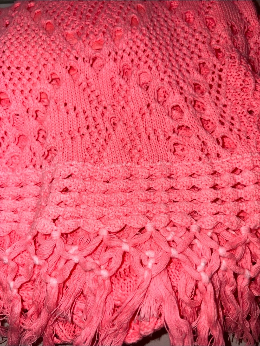 Lilly Pulitzer Adabelle Crochet Fringe Cover Up Dress Large Coral Pink Resort - Picture 6 of 7
